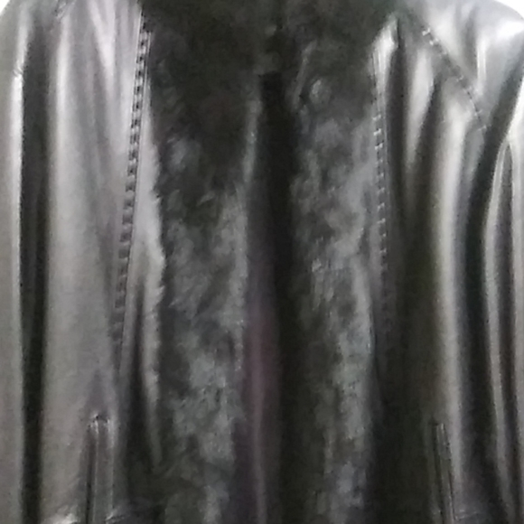 Authentic Mink Trimmed Leather Coat - Picture 4 of 4